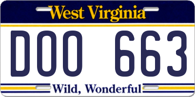 WV license plate DOO663