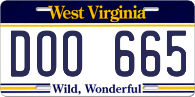 WV license plate DOO665