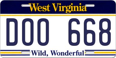 WV license plate DOO668