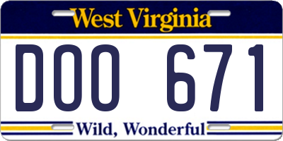 WV license plate DOO671