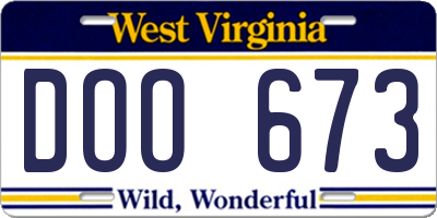 WV license plate DOO673