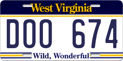 WV license plate DOO674