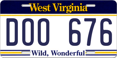 WV license plate DOO676