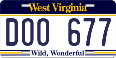 WV license plate DOO677