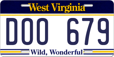 WV license plate DOO679