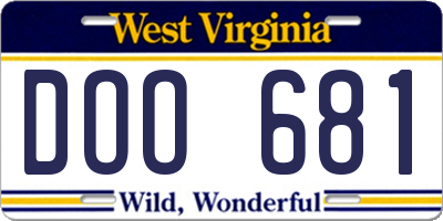 WV license plate DOO681