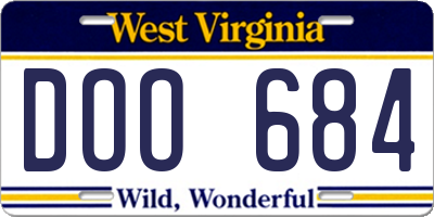 WV license plate DOO684