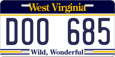 WV license plate DOO685