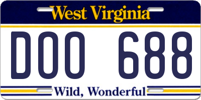 WV license plate DOO688