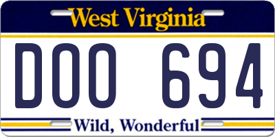 WV license plate DOO694
