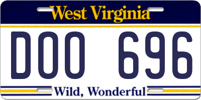 WV license plate DOO696