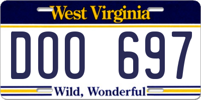 WV license plate DOO697