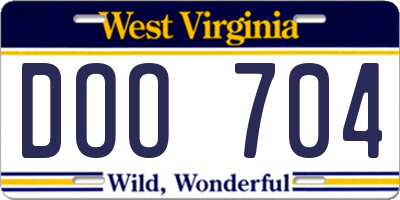 WV license plate DOO704