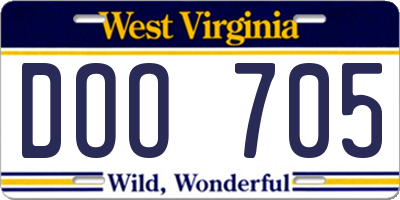 WV license plate DOO705