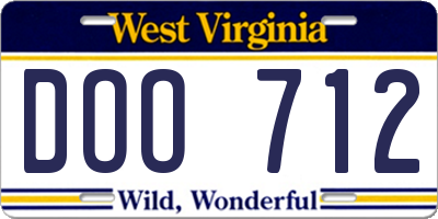 WV license plate DOO712