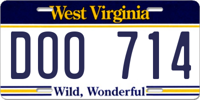 WV license plate DOO714