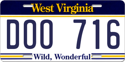 WV license plate DOO716