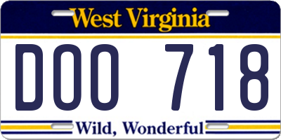 WV license plate DOO718