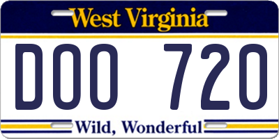WV license plate DOO720