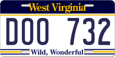 WV license plate DOO732