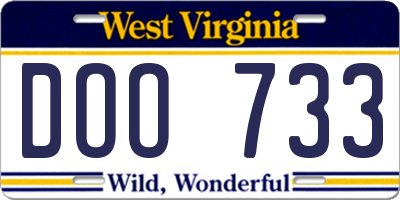 WV license plate DOO733