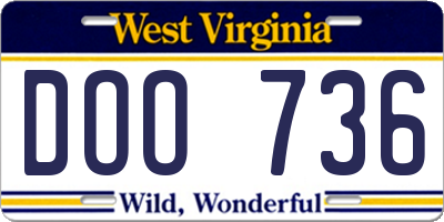 WV license plate DOO736