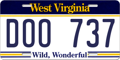 WV license plate DOO737