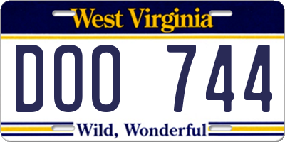 WV license plate DOO744