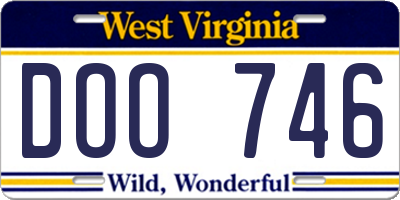 WV license plate DOO746
