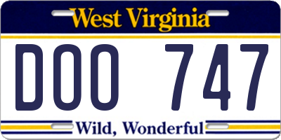 WV license plate DOO747