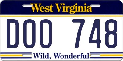 WV license plate DOO748