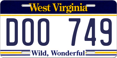 WV license plate DOO749