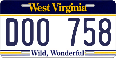 WV license plate DOO758