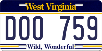 WV license plate DOO759