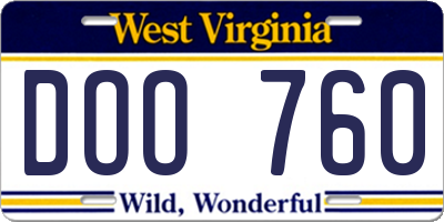 WV license plate DOO760