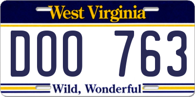 WV license plate DOO763