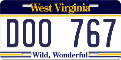 WV license plate DOO767