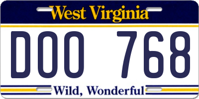 WV license plate DOO768