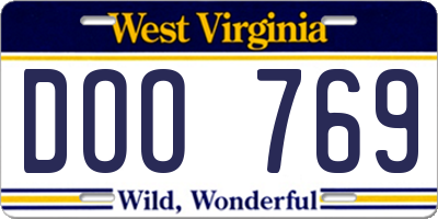 WV license plate DOO769