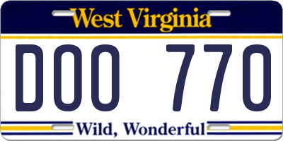 WV license plate DOO770