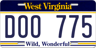 WV license plate DOO775