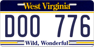 WV license plate DOO776
