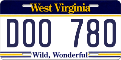 WV license plate DOO780
