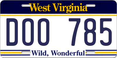 WV license plate DOO785