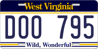WV license plate DOO795
