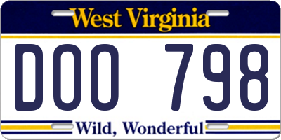 WV license plate DOO798