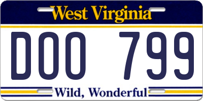 WV license plate DOO799