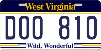 WV license plate DOO810