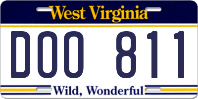 WV license plate DOO811