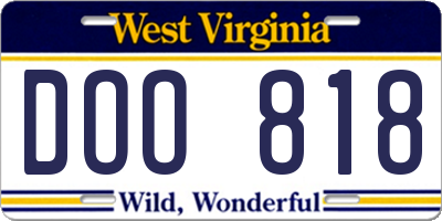 WV license plate DOO818